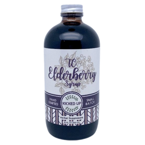 Our Kicked Up elderberry syrup is loaded with added vitamin c and is our top seller. It is a delicious way to support the immune system.